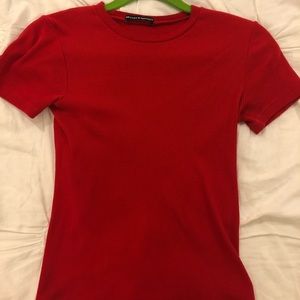 brandy melville red ribbed tee shirt